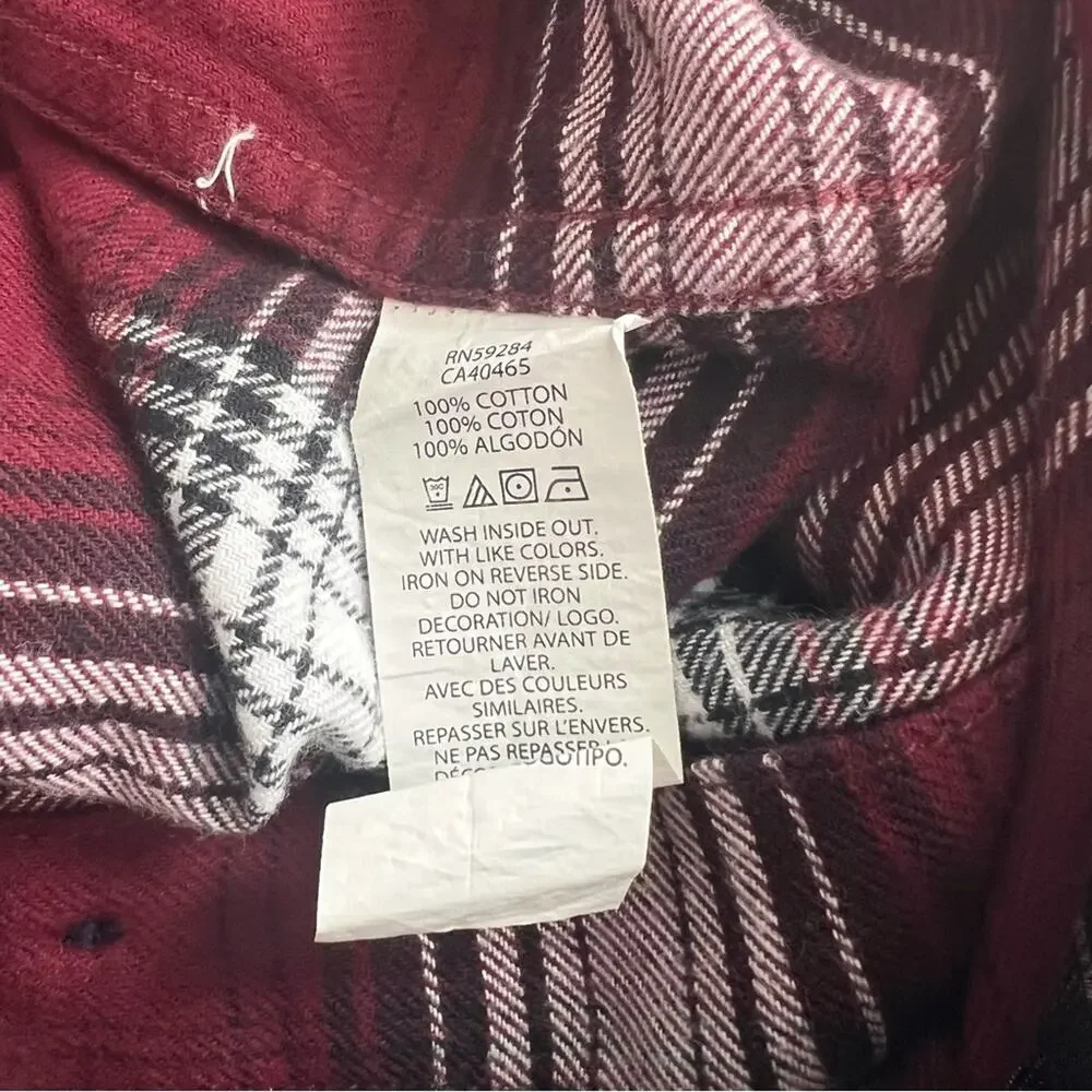 The Children’s Place red white plaid button up flannel shirt long sleeve
